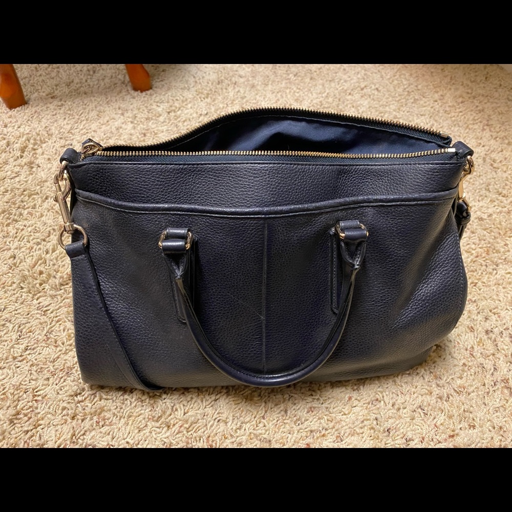 Navy Blue Leather Coach Purse. - Picture 3 of 6
